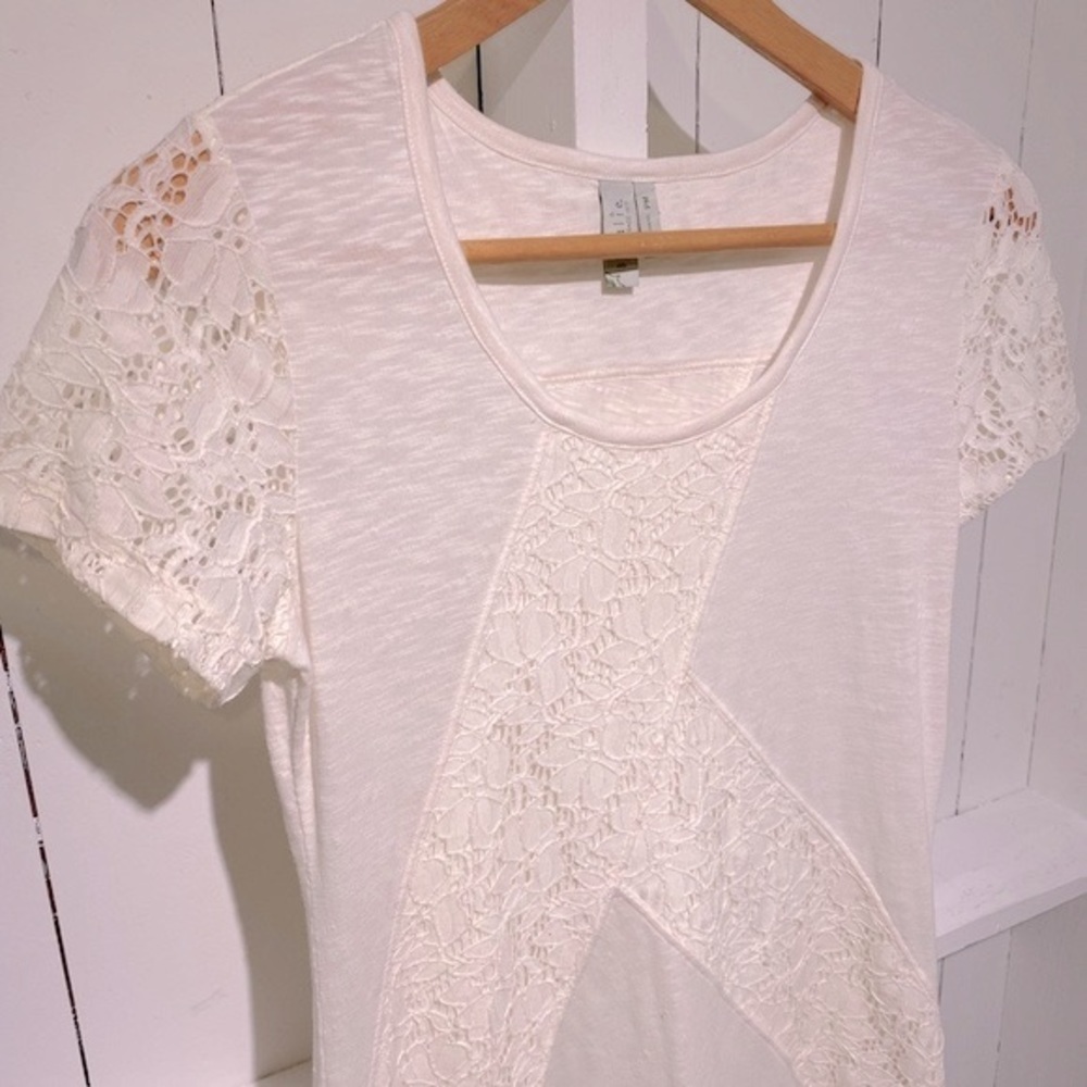 Sahalie Dress White Cotton Lace Women’s Size Petite Medium Shift Dress Casual - Picture 2 of 10